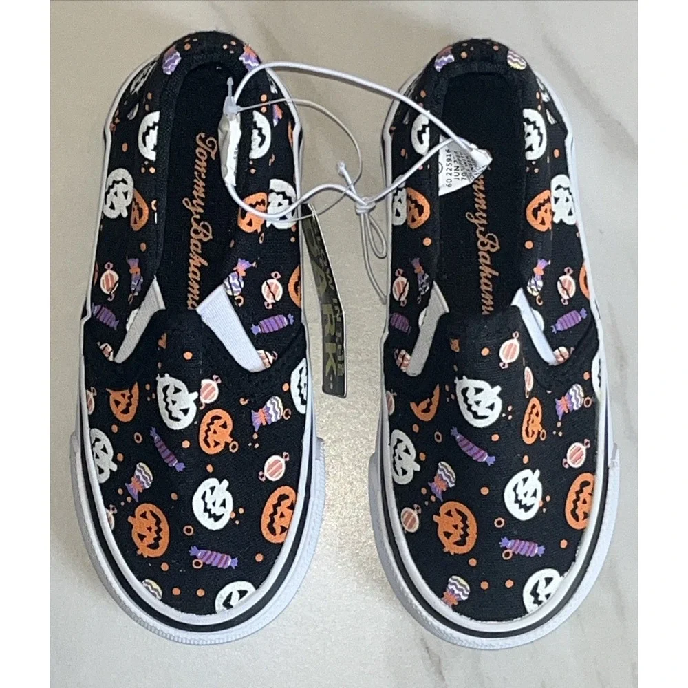Tommy Bahama Toddler 8 Slip-On Shoes Pumpkins Halloween Glow in‎ the Dark Canvas